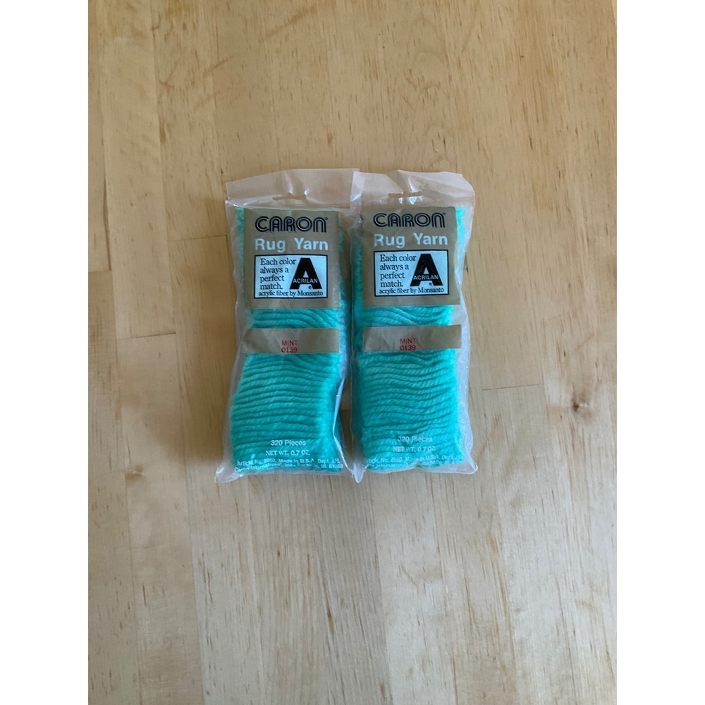 Caron Rug Yarn Mint 0139 Vintage Latch Hook 320 Pieces 2 Packs Acrilan Acrylic